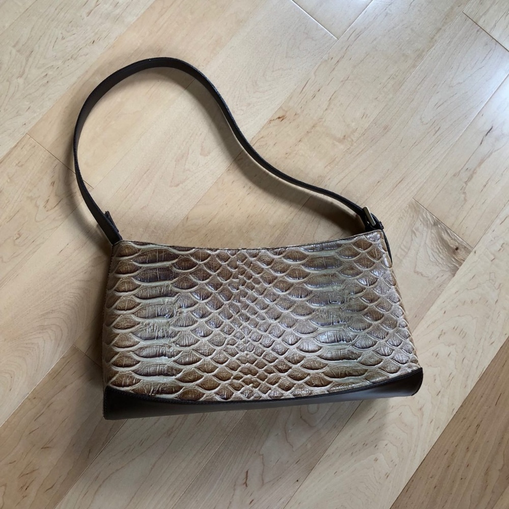 Arcadia Croc Embossed Leather Shoulder Bag
